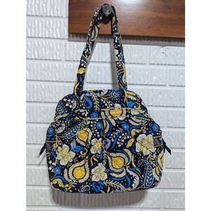 Vera Bradley Women's Yellow Blue Ellie Paisley Floral 2 Handle Satchel Bag